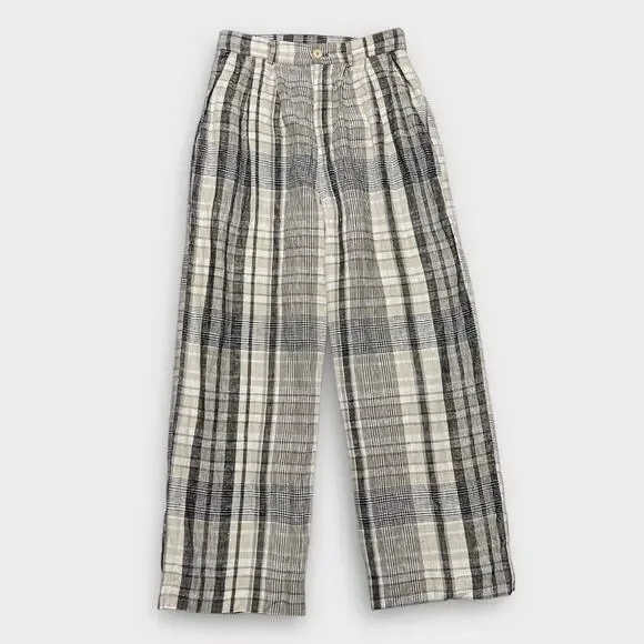 Reformation Vesta Linen Plaid Pant Chelsea Size 4 - Picture 2 of 8